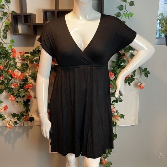 Surplice Jersey Empire Line Black V-Neck Mini Dress Size M RefJ004 - Picture 11 of 11